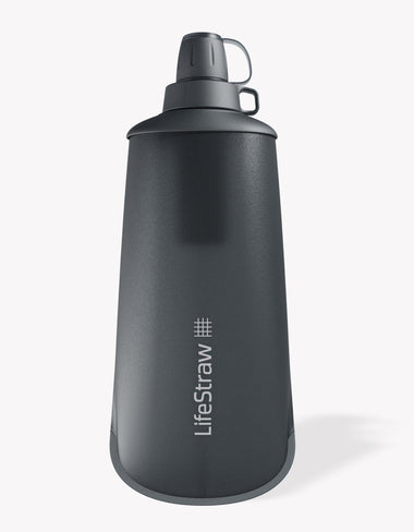 LifeStraw Peak Series Collapsible Squeeze 1L Bottle with Filter Bottle Filter LifeStraw Water Filters & Purifiers/Color-Dark Mountain Gray