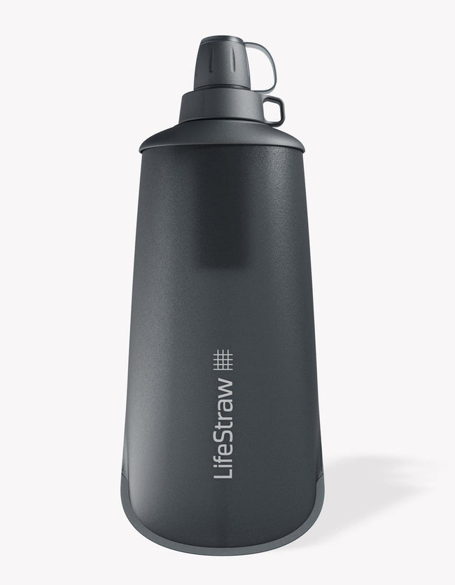 LifeStraw Peak Series Collapsible Squeeze 1L Bottle with Filter Bottle Filter LifeStraw Water Filters & Purifiers/Color-Dark Mountain Gray